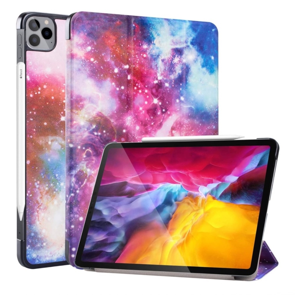 iPad Pro 11 case tablet cover galaxy print colorful stars faux leather stand